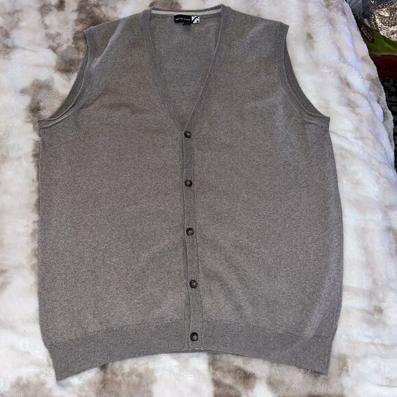 Saks Fifth Avenue Other - Saks Fifth Avenue Vest Mens XXL Beige Merino Wool Sleeveless Sweater